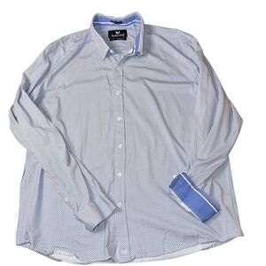 Buttercloth Icy Cotton Mens 2XL Regular Fit Blue White Button Down Shirt stretch